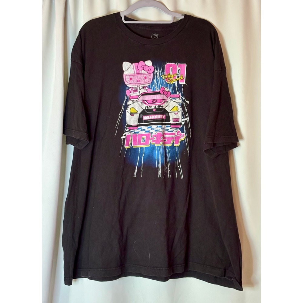 Sanrio Hello Kitty Tokyo Speed Racing Black Graphic T-Shirt Mens 3XL Bioworld
